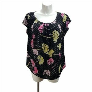 Roz & Ali Polka Dot Floral Multi Print Blouse